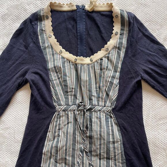 NAVY & STRIPED BABYDOLL BLOUSE - Picture 3 of 5